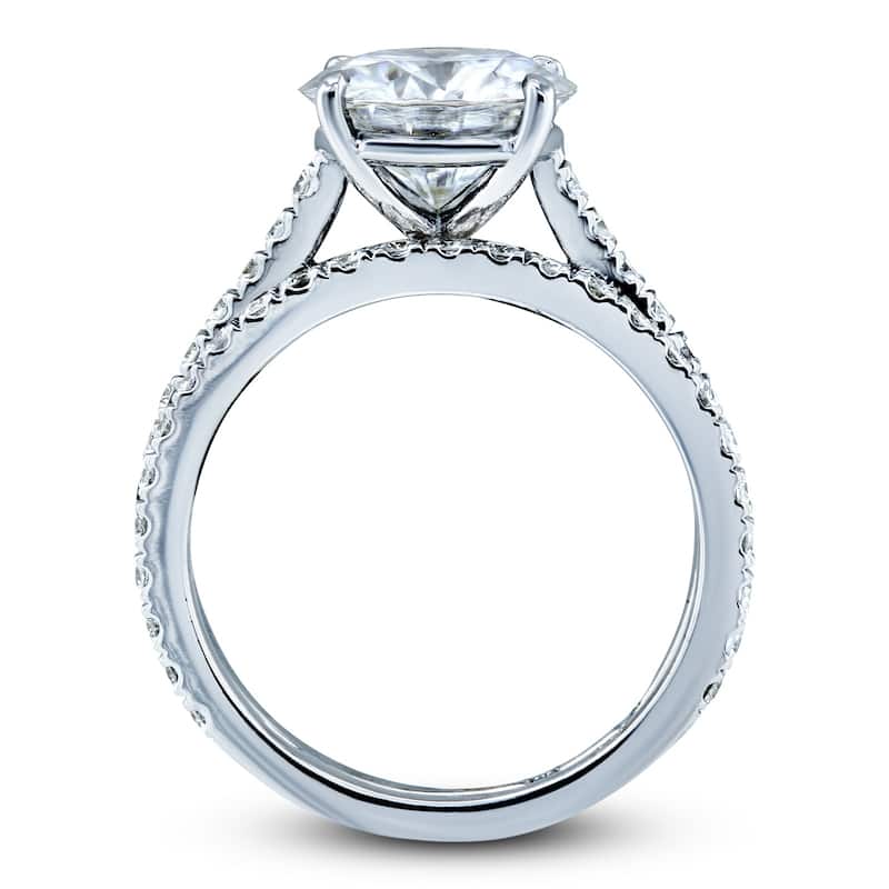 Annello by Kobelli 14k Gold 3-2/5ct TGW Basket Cathedral Round Moissanite and Diamond Bridal Rings Set (DEF/VS, GH/I)