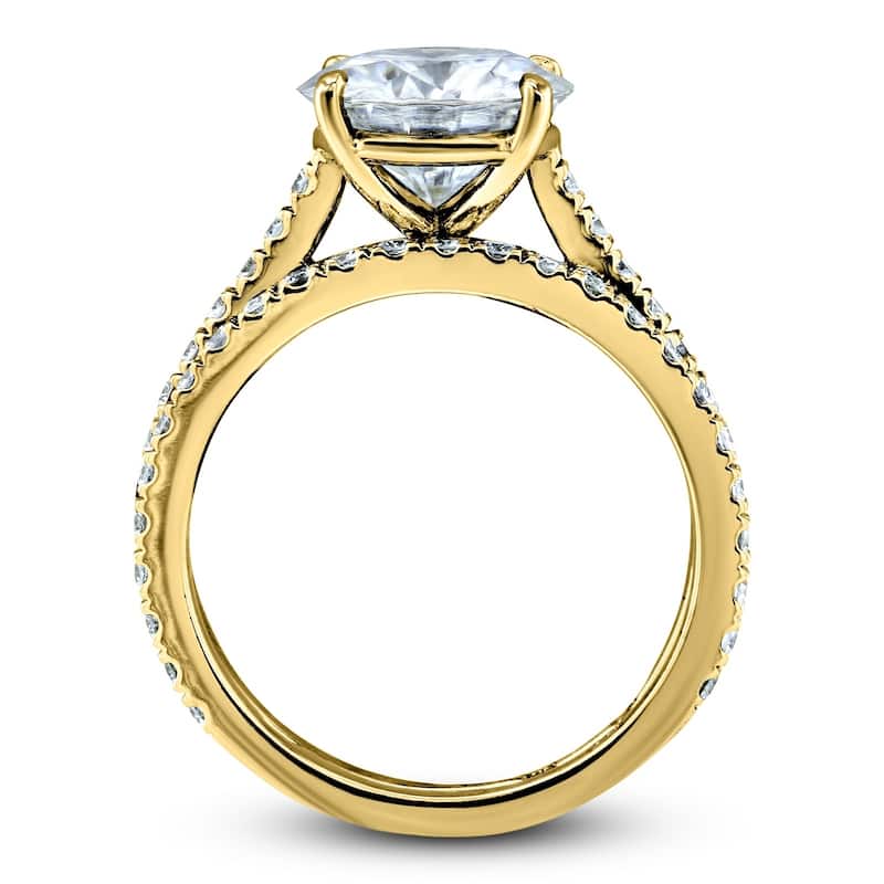 Annello by Kobelli 14k Gold 3-2/5ct TGW Basket Cathedral Round Moissanite and Diamond Bridal Rings Set (DEF/VS, GH/I)