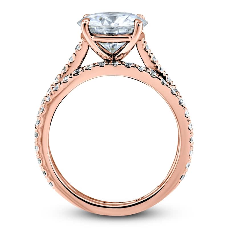 Annello by Kobelli 14k Gold 3-2/5ct TGW Basket Cathedral Round Moissanite and Diamond Bridal Rings Set (GH/VS, GH/I)