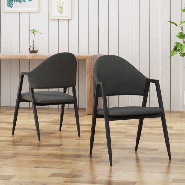 Elmhurst Mid Century Modern Iron Legs Open Back Dining Chairs Elmhurst Mid Century Modern Iron Legs Open Back Dining Chairs By Christopher Knight Home
