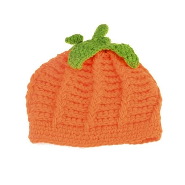 Cute Newborn Baby Halloween Party Pumpkin Hat Comfortable Crochet Knitted Su