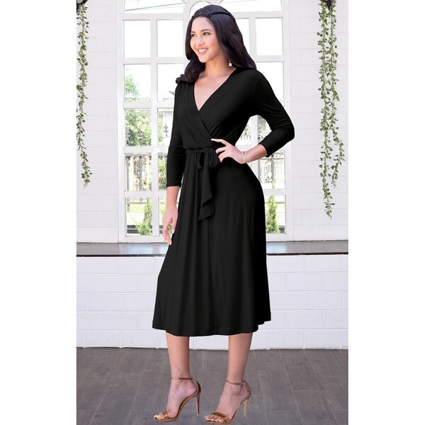 flowy black midi dress