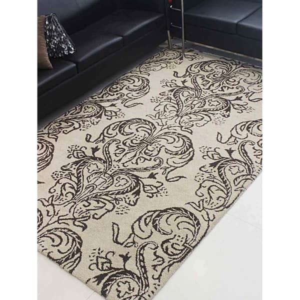 Hand Tufted Wool Area Rug Floral Cream Brown 4 X 6 On Sale Overstock 23247866