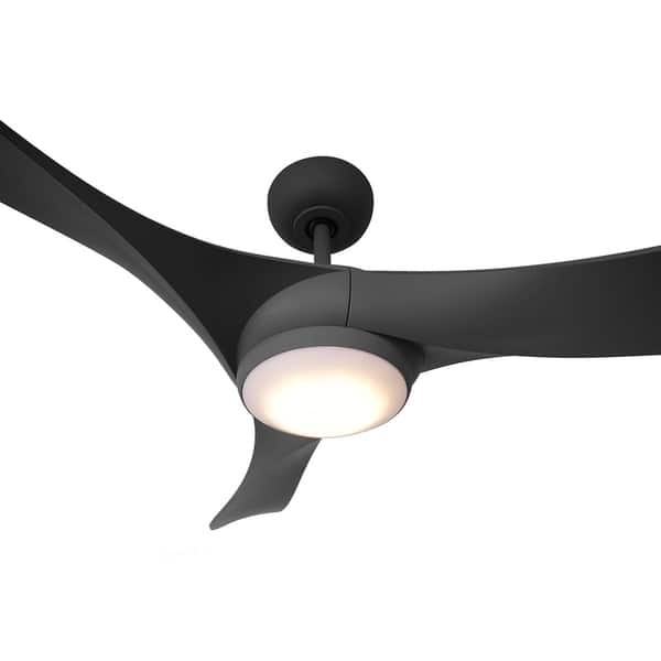 Shop Contemporary 56 Inch Wave 3 Blades Ceiling Fan With Light Kit