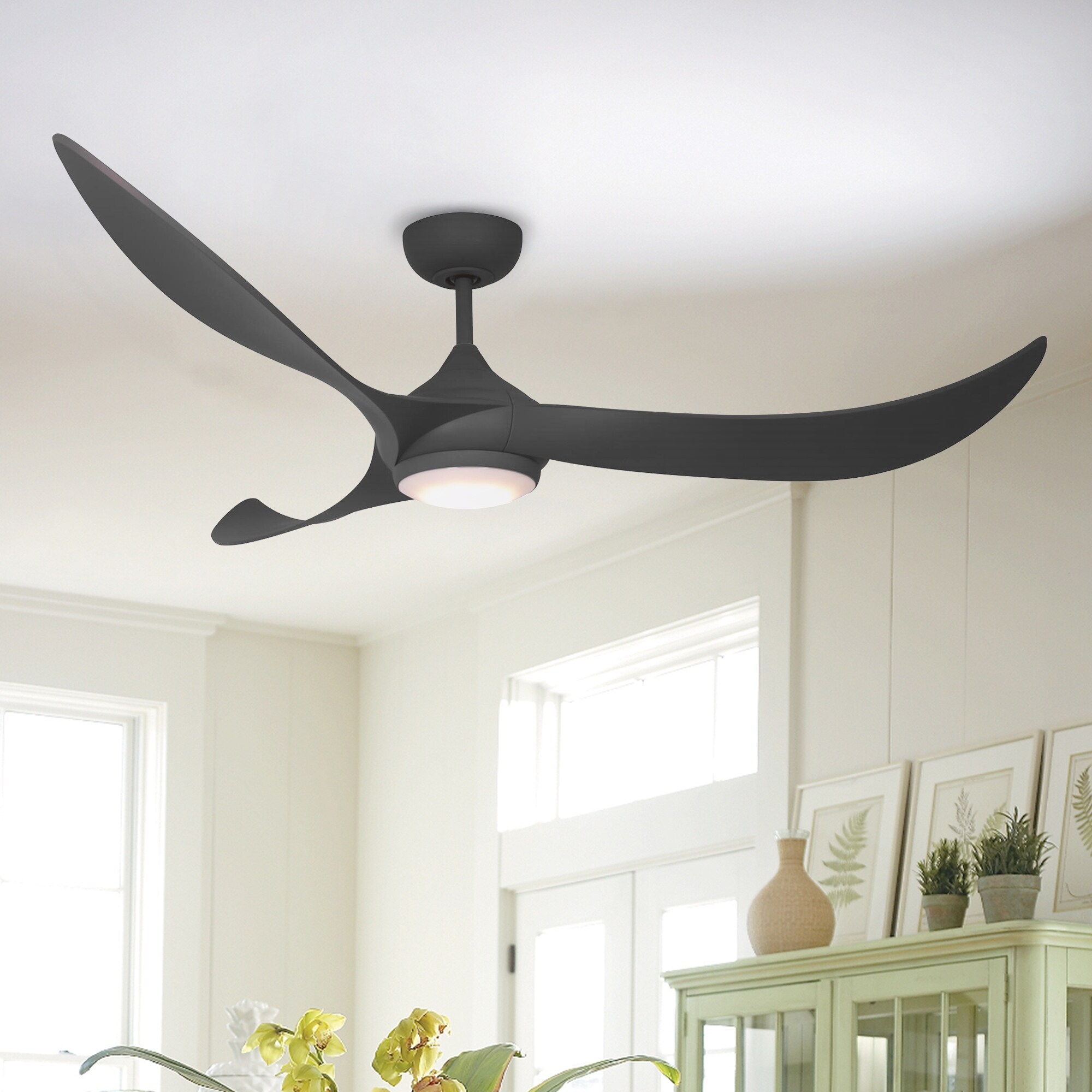 Details about   56-Inch Ceiling Fan 5 Blades Nickel LED Light Kit Remote 3 Color Temperature 