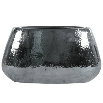 Hammered Pattern Ceramic Vase, Large, Silver