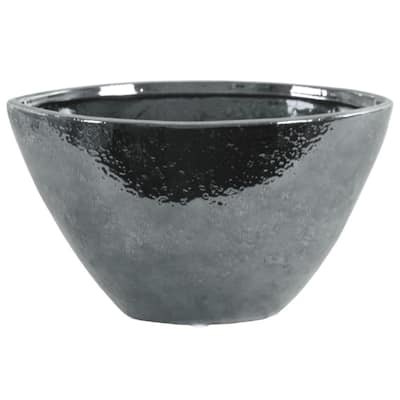 Hammered Pattern Stoneware Vase With Tapered Bottom, Silver