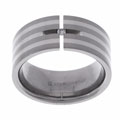 Men's Titanium and Silver Tension-set Diamond Ring