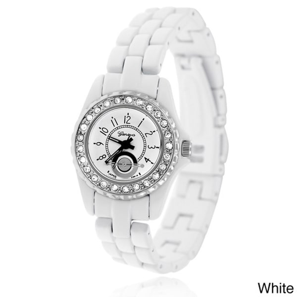 Geneva Women's Platinum Rhinestone Metal Link Watch Geneva Women's Geneva Watches