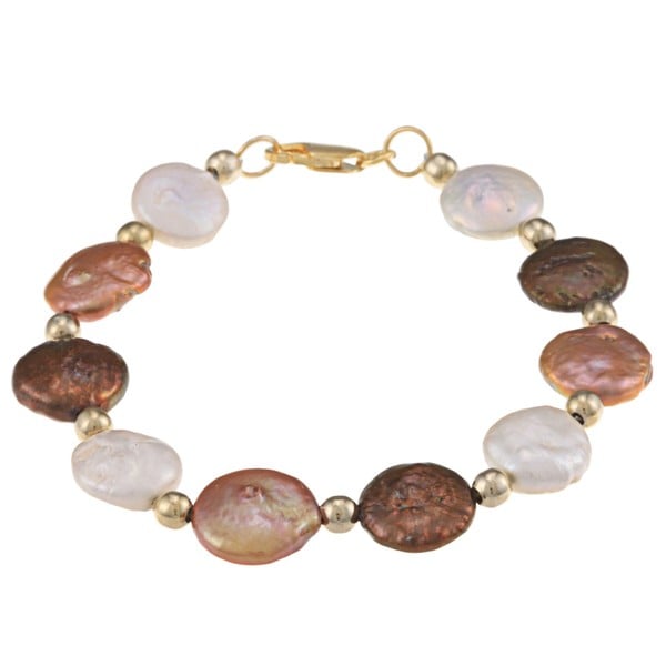 Glitzy Rocks Cultured Multicolor Freshwater Flat Pearl Bracelet Glitzy Rocks Pearl Bracelets