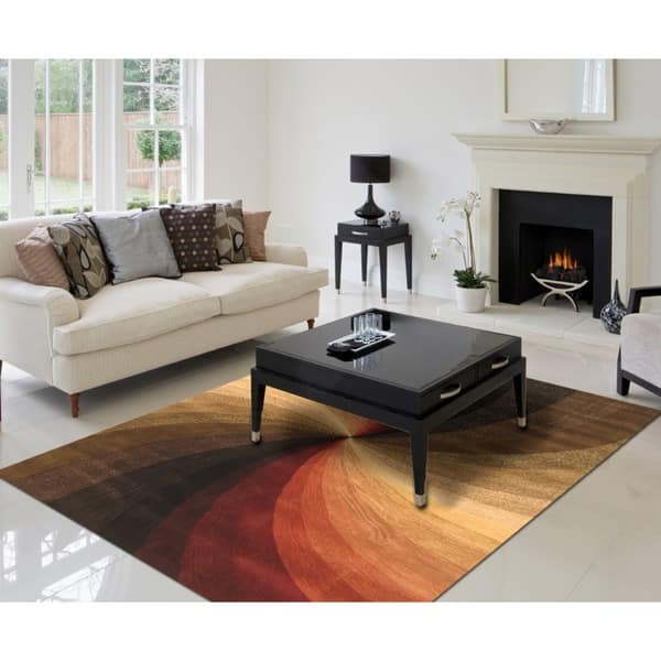 Handtufted Wool Contemporary Abstract Swirl Rug (7'9 x 9'9) Bed Bath