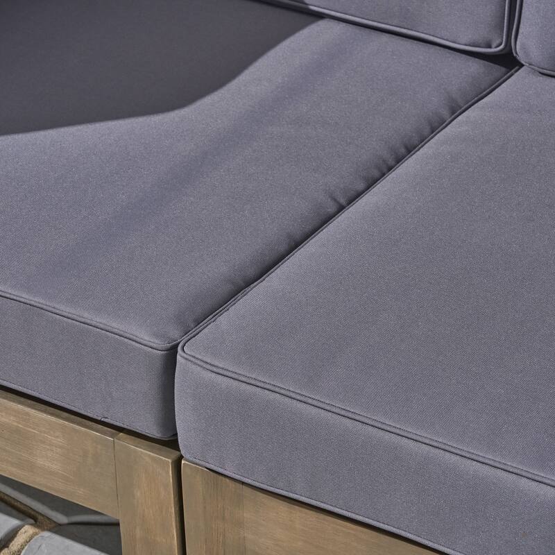 Oana Outdoor 2-Seater Acacia Wood Sectional Loveseat and Coffee Table Set with Cushions by Christopher Knight Home