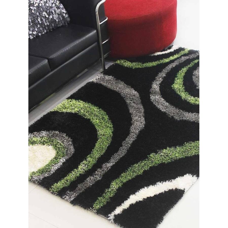 Hand Tufted Shag Area Rug Geometric Multicolor