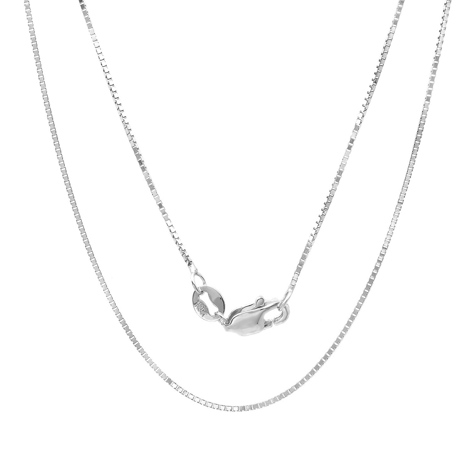 14kt White Gold Pendant Rope Chain Necklace 0.75mm