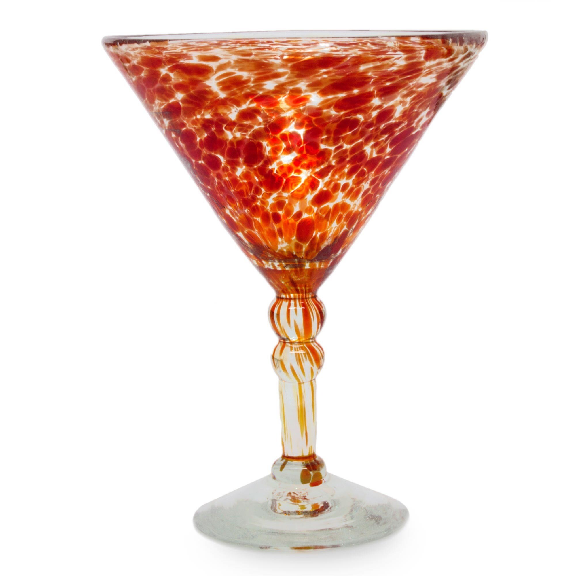 Handmade Set of 6 Crimson Swirl Memoirs Martini Glasses (Mexico