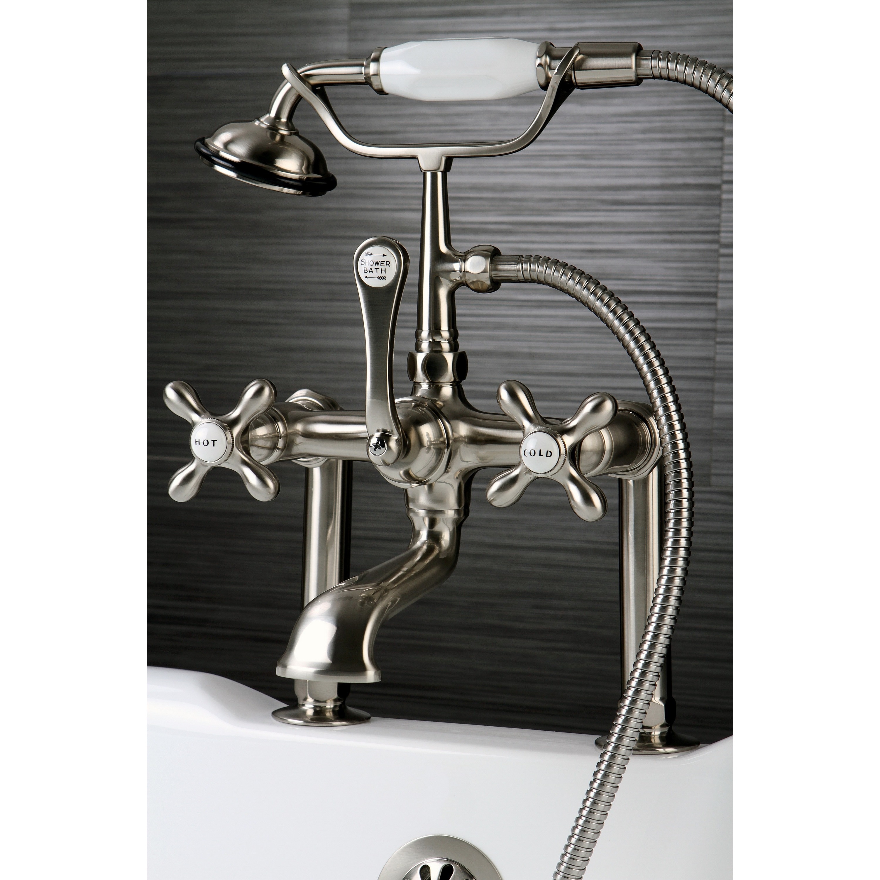 Shop Brushed Nickel Clawfoot Tub Faucet Overstock 2332898