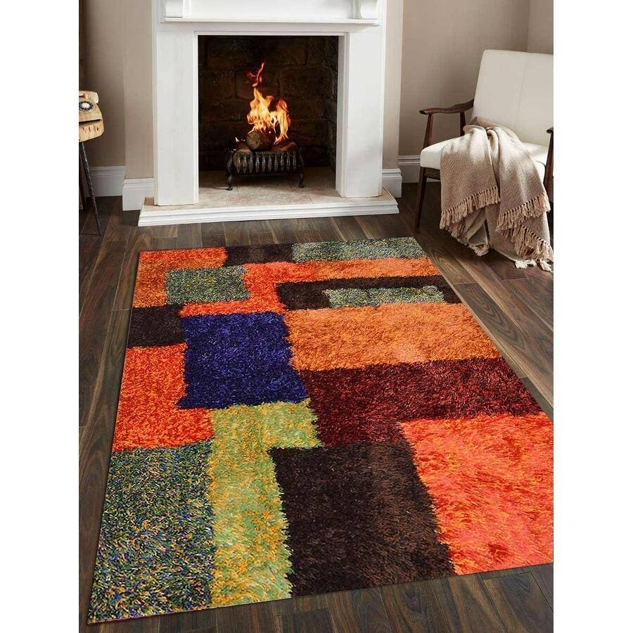 Hand Tufted Shag Area Rug Solid Multicolor
