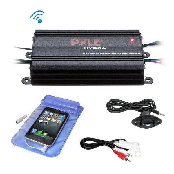 Pyle PLMRMB4CB Auto 4-Ch. Bridgeable Marine Amplifier 200 Watt RMS 4 OHM Wireless Bluetooth