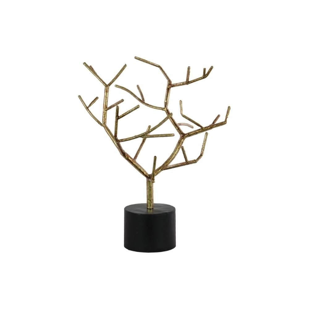 Metal Tree Branch Table Decor on Round Base, Gold