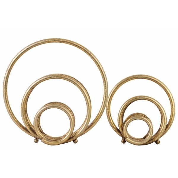 Shop Metal Round Abstract Ring Sculpture, Gold, Set of 2 - Free ...