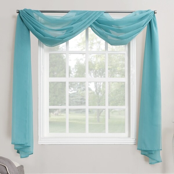 teal curtain scarf