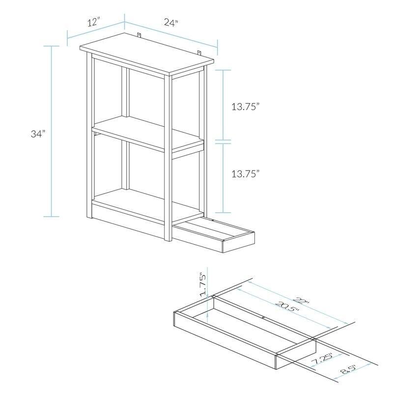 Adams 3-shelf Bookcase with Concealed Sliding Track