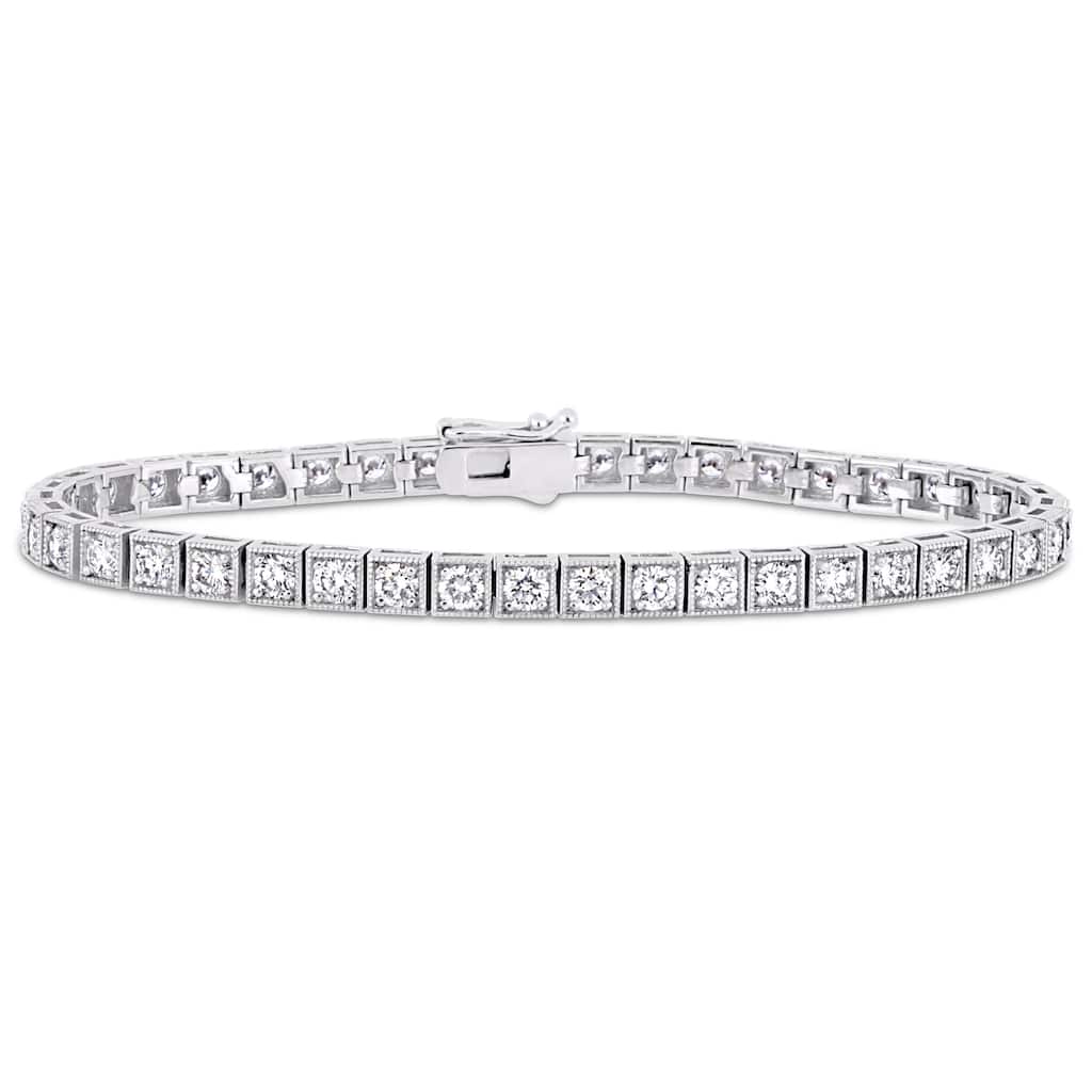 Miadora 14k White Gold 4-1/2ct TDW Diamond Tennis Bracelet