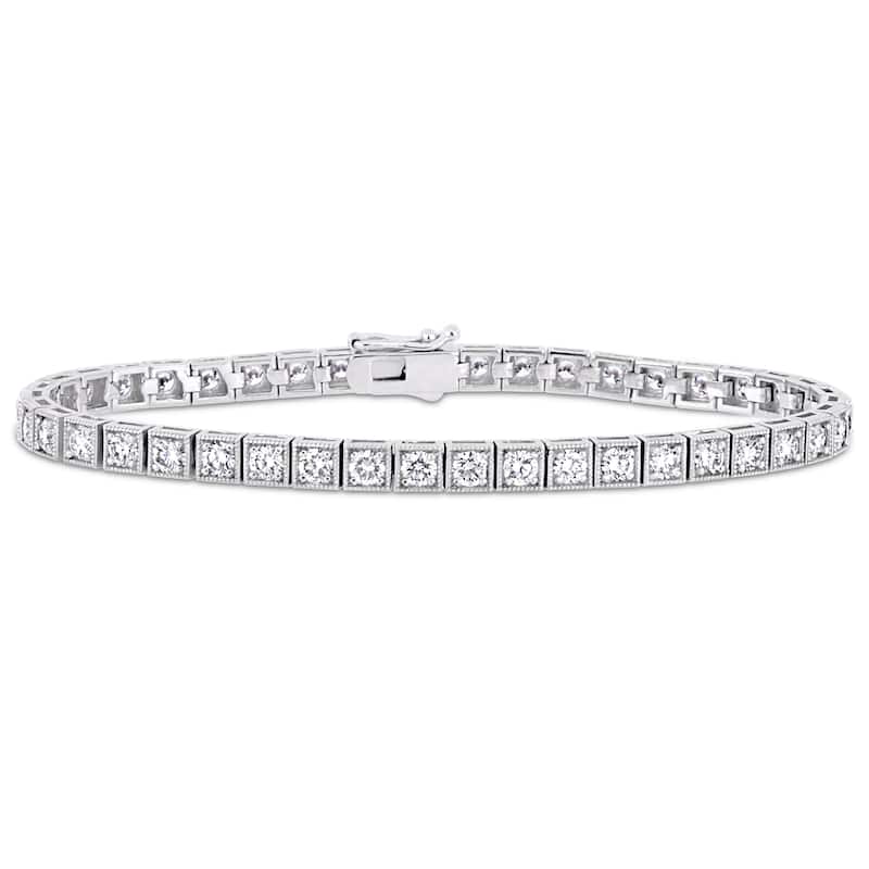 Miadora 14k White Gold 4-1/2ct TDW Diamond Tennis Bracelet