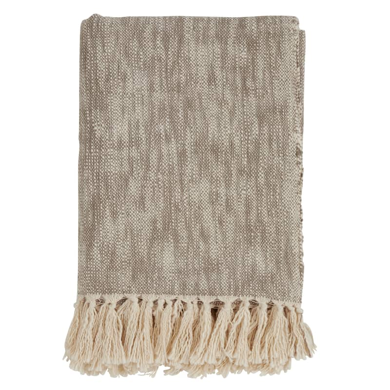 Solid Tasseled Cotton Throw - Natural