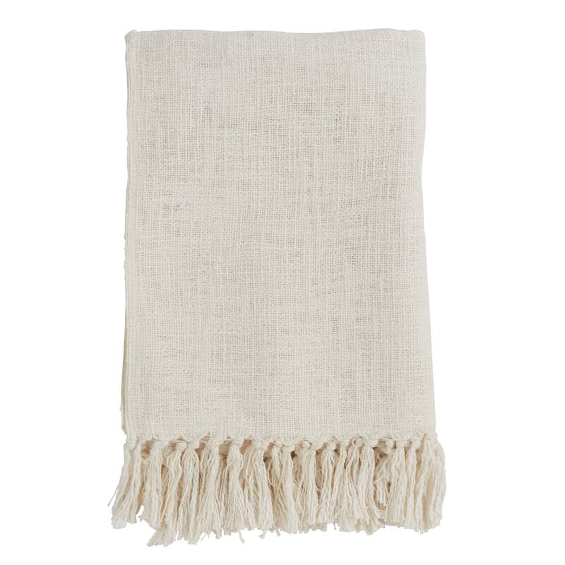 Solid Tasseled Cotton Throw