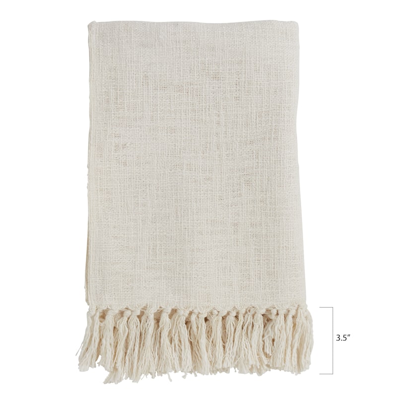 Solid Tasseled Cotton Throw