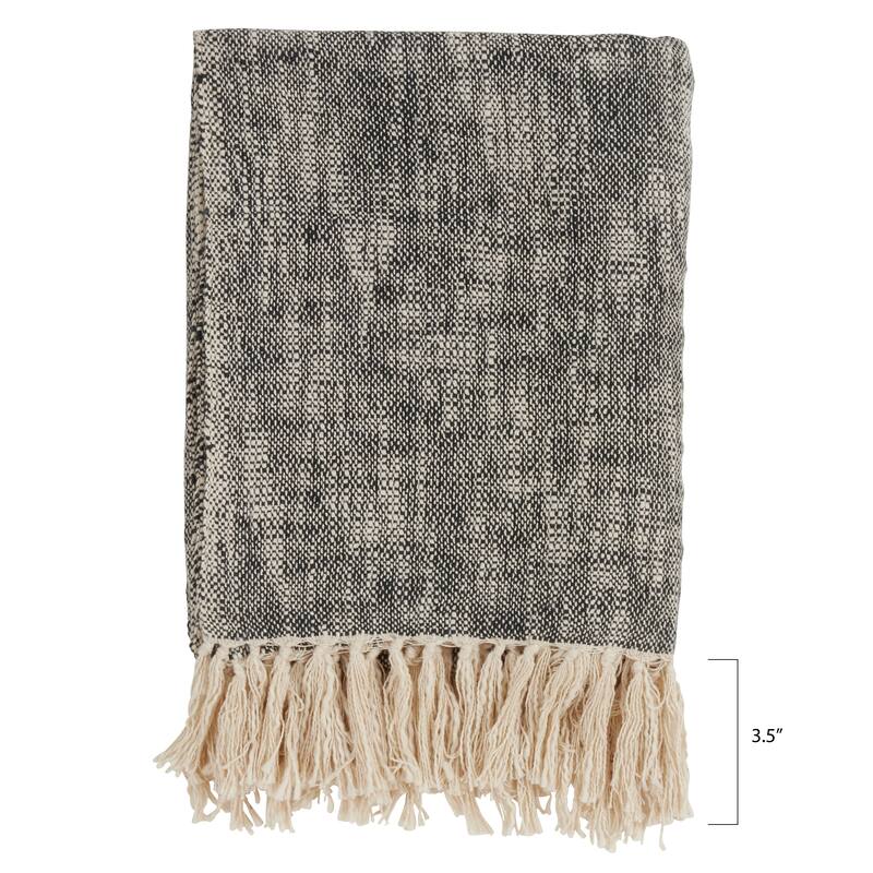Solid Tasseled Cotton Throw