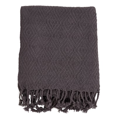 Diamond Weave Tassel Throw Blanket