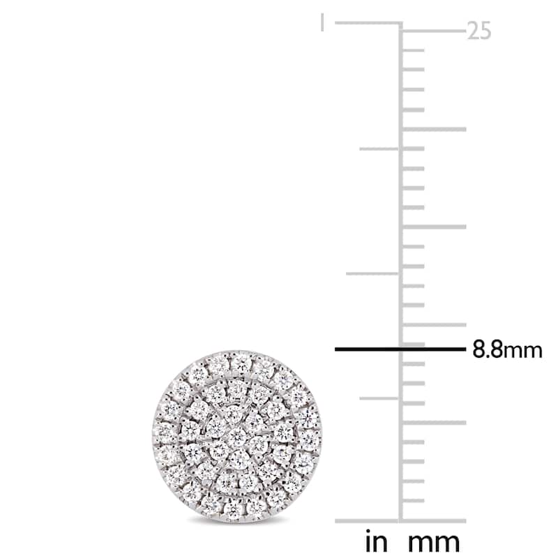 Miadora 14k White Gold 1/3ct TDW Diamond Double Halo Stud Earrings