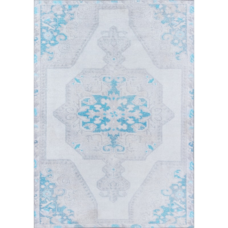 Momeni Afshar Polyester Traditional Medallion Area Rug - 2' x 3' - Grey - Runner/Rectangle