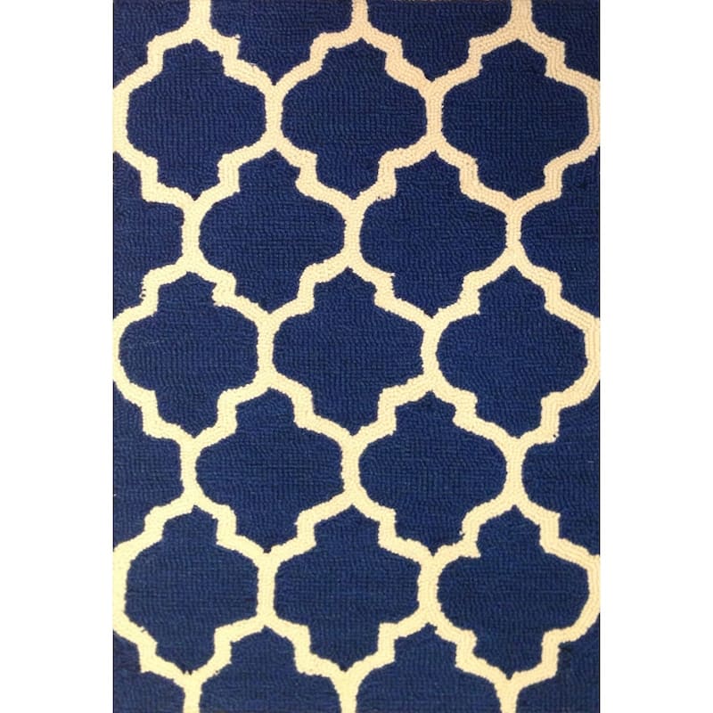 Momeni Dimensions Hand Hooked Polyester Navy Area Rug - 1'8" x 2'6"