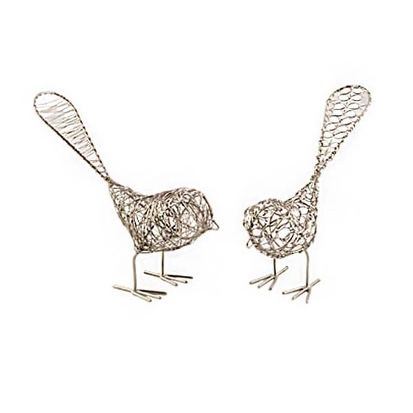 Handcrafted Set of Two Decorative Wire Birds (India)