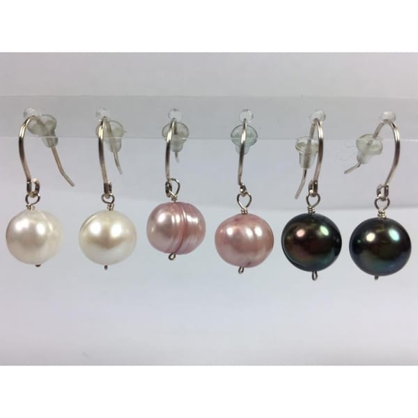 Pearl Re Cultured Colored Freshwater Earring Set In Pearl Re Cultured Colored Freshwater Earring Set In Sterling Silver N A