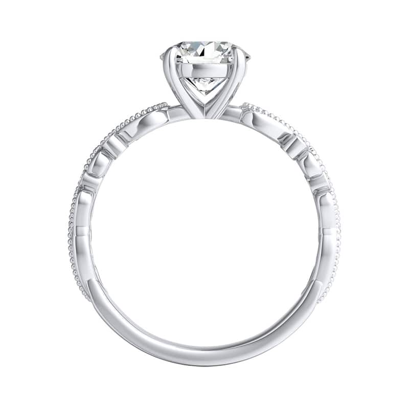 Auriya 14k Gold Vintage Carved 1/2ctw Round Diamond Engagement Ring
