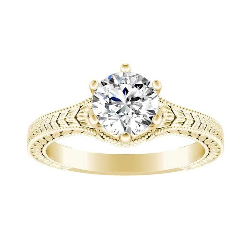 Auriya 14k Gold 1/2ctw Vintage Solitaire Diamond Engagement Ring - 7 - Yellow