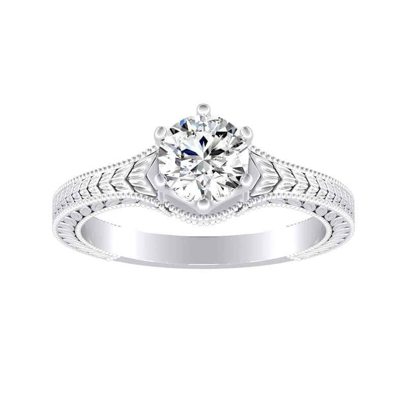 Auriya 14k Gold 1/2ctw Vintage Solitaire Diamond Engagement Ring - 4 - White