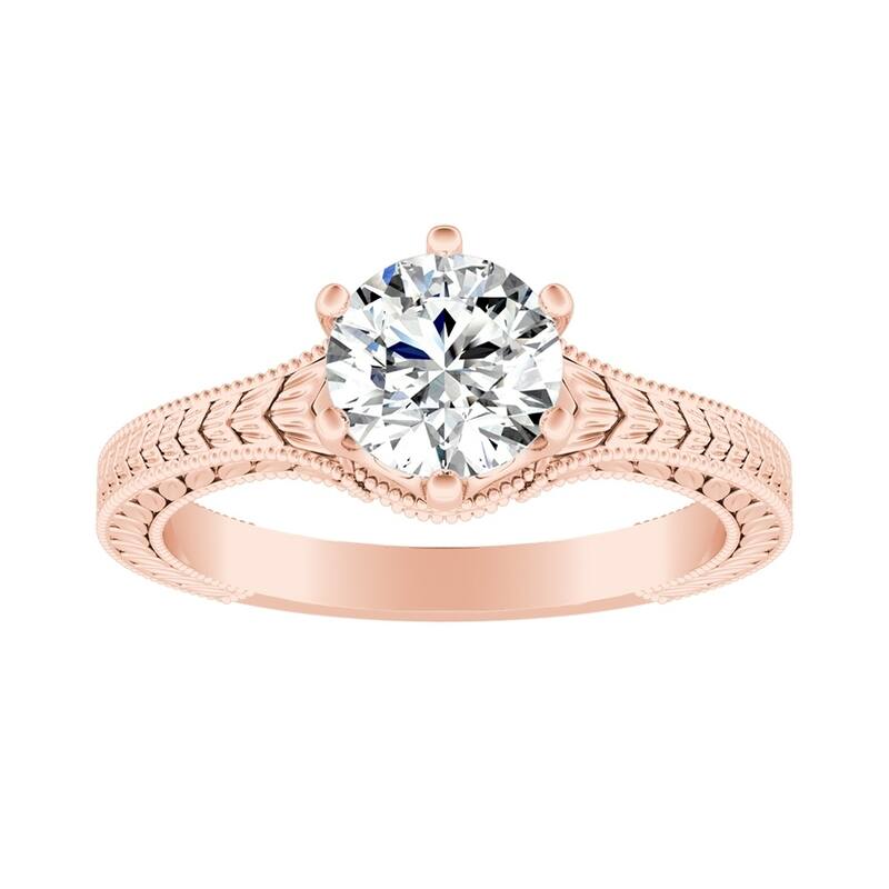 Auriya 14k Gold 1/2ctw Vintage Solitaire Diamond Engagement Ring - 9 - Rose