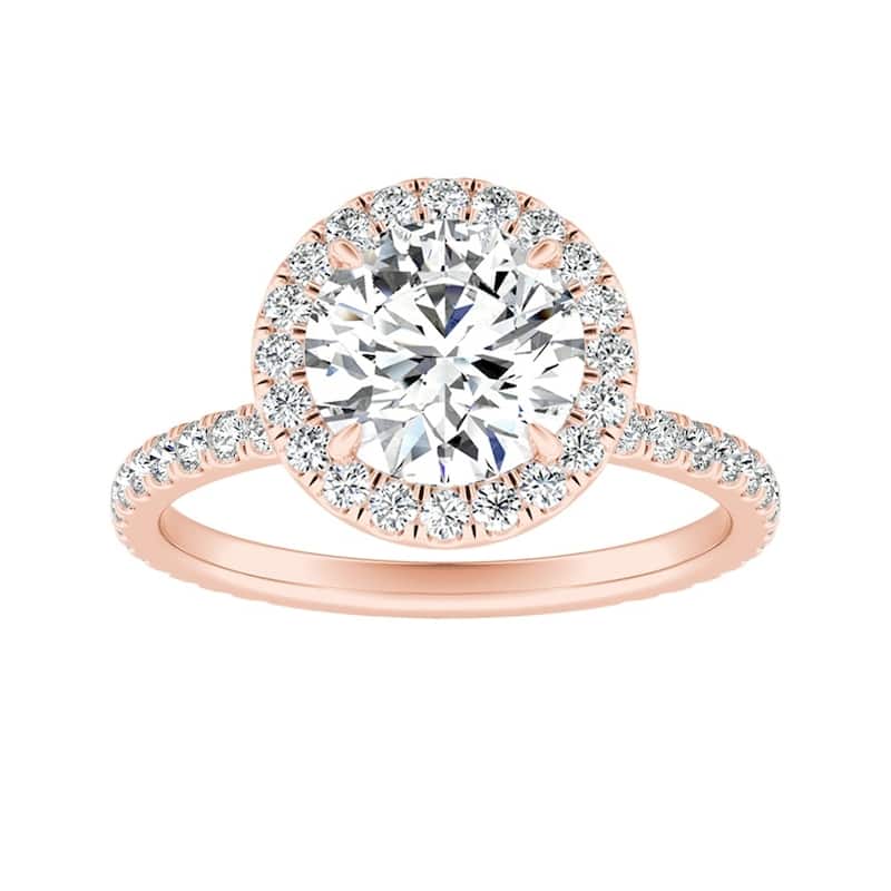 Auriya 14k Gold Classic 1 1/10ctw Round Halo Diamond Engagement Ring (G-H, VS1-VS2) - 7.5 - Rose