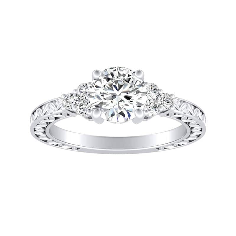 Auriya 14k Gold Ornate Vintage 5/8ctw Round Diamond Engagement Ring - 8 - White