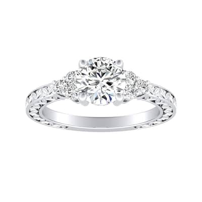 Auriya 14k Gold Ornate Vintage 5/8ctw Round Diamond Engagement Ring