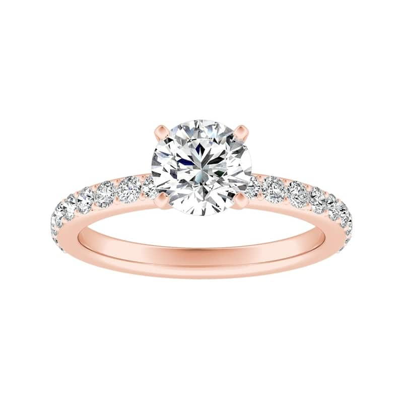 Auriya 14k Gold Classic 7/8ctw Round Diamond Engagement Ring (G-H, VS1-VS2) - 4.5 - Rose