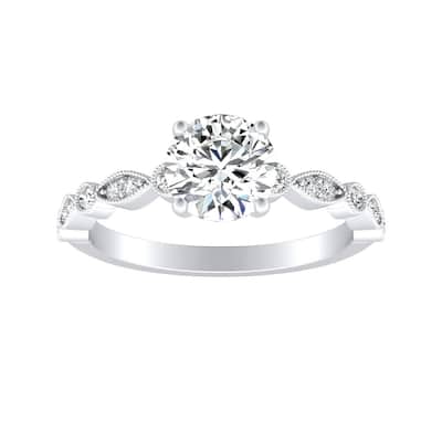 Auriya 14k Gold Vintage Milgrain Round Diamond Engagement Ring 5/8ctw (G-H, VS1-VS2)
