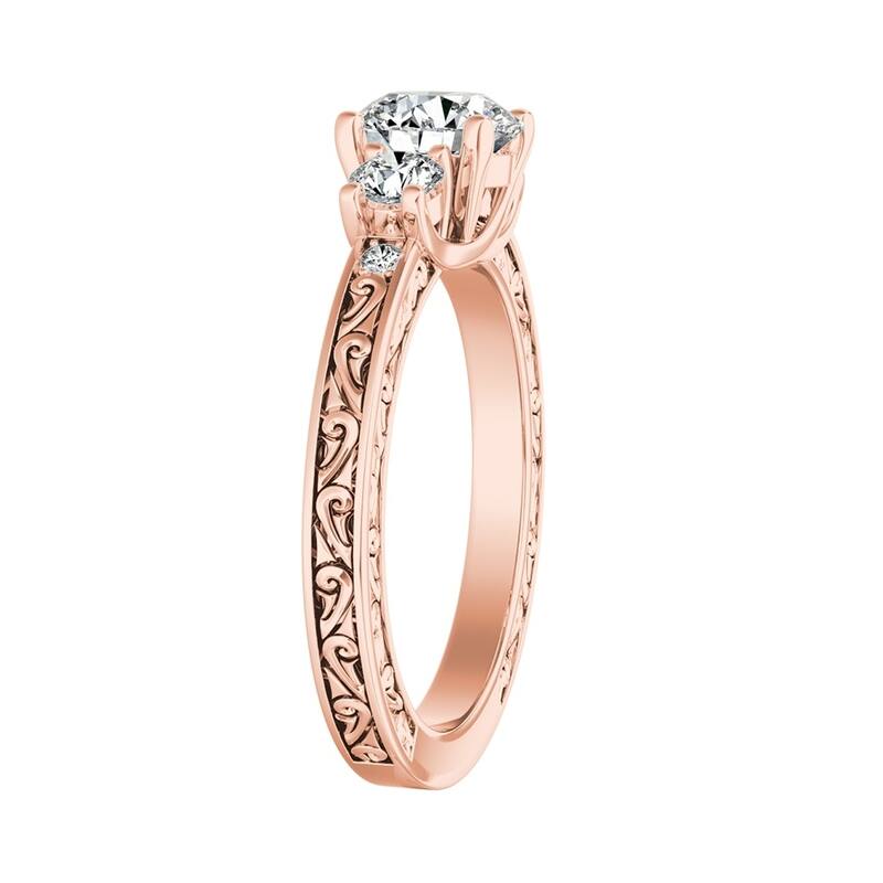 Auriya 14k Gold Vintage 3/4ctw Round 3-stone Diamond Engagement Ring