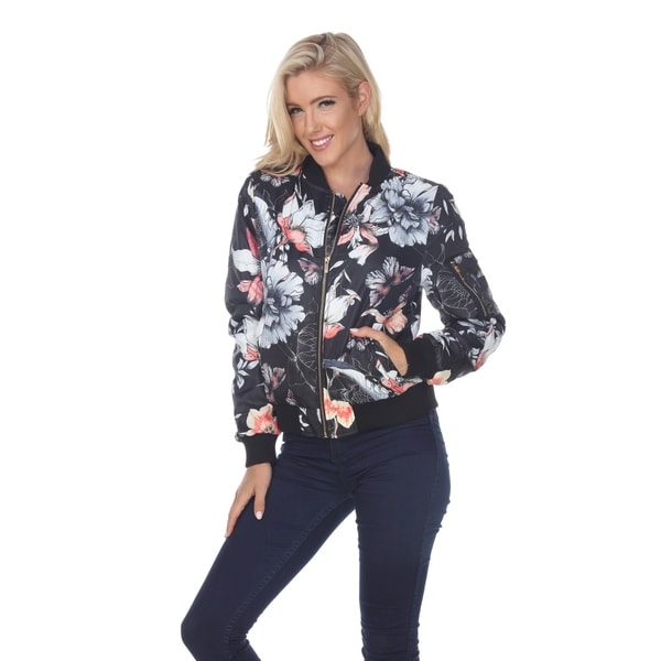 white floral bomber jacket