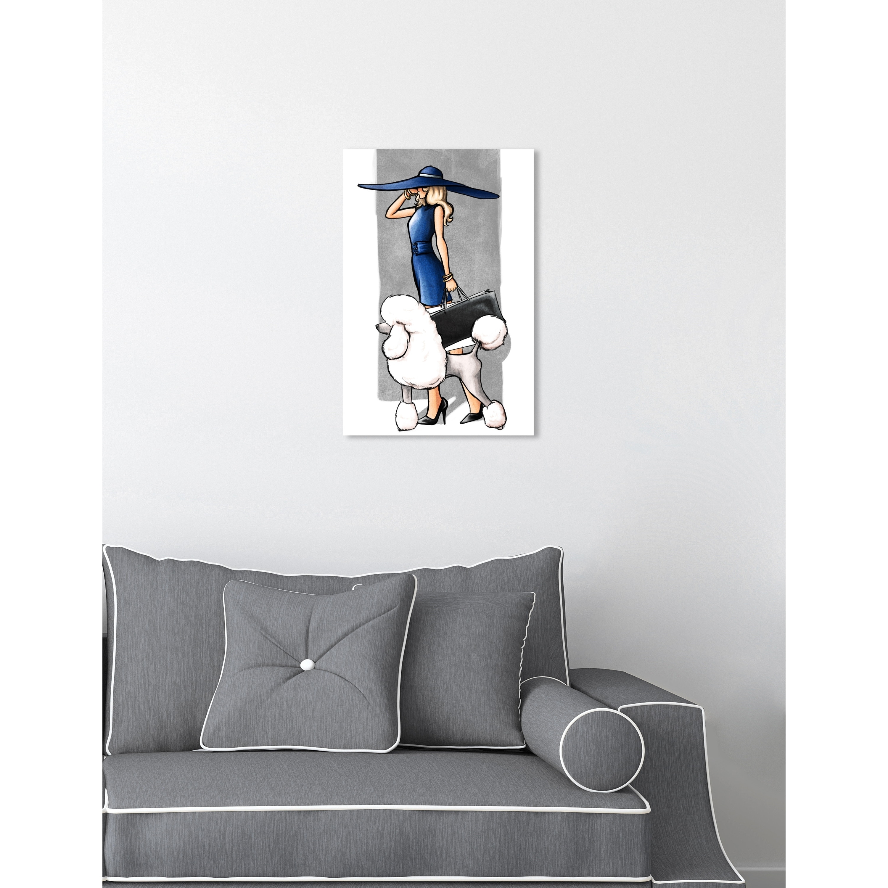 Oliver Gal 'Glam on a Stroll Blue' Fashion and Glam Wall Art